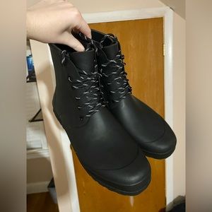 Black rain boots